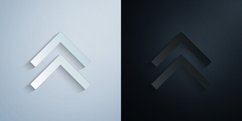 Arrow, up paper icon with shadow vector illustration