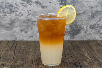 Generous portion of sweet tea poured over lemonde to quench any thirst