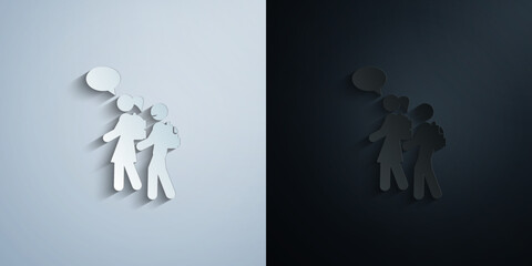 going to school children paper icon with shadow vector illustration