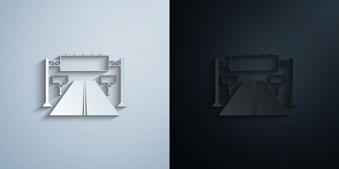 Naklejka premium billboards on the road paper icon with shadow vector illustration