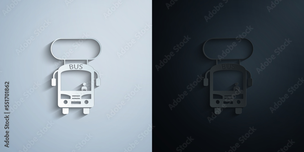 Wall mural bus, billboard paper icon with shadow vector illustration