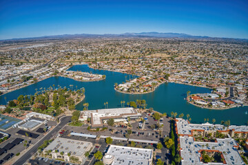 Fototapeta na wymiar Aerial View of the Phoenix Suburb and Retirement Community of Sun City, Arizona