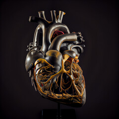 Human Heart on Black Background. Generative ai
