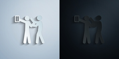 man addiction paper icon with shadow vector illustration