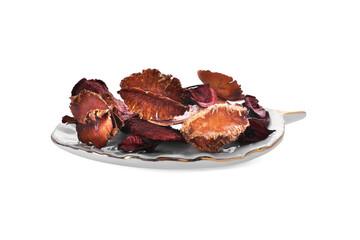 Many different scented potpourri in holder isolated on white