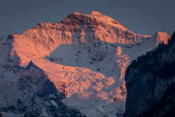 Dramatic Jungfrau mountain, Bernese Alps at sunset, Interlaken, Switzerland