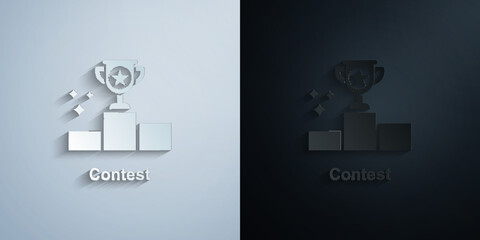 Online marketing, contest paper icon with shadow vector illustration