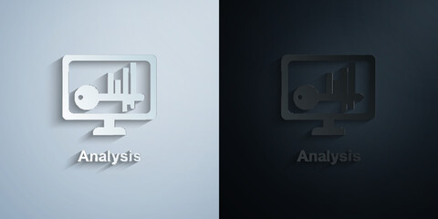 Online marketing, analysis paper icon with shadow vector illustration