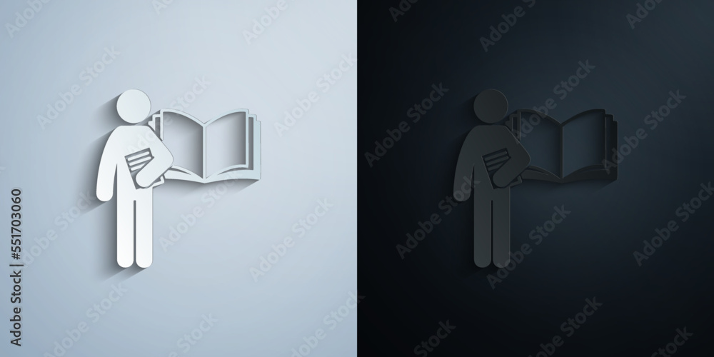 Aufkleber man with language degree paper icon with shadow vector illustration