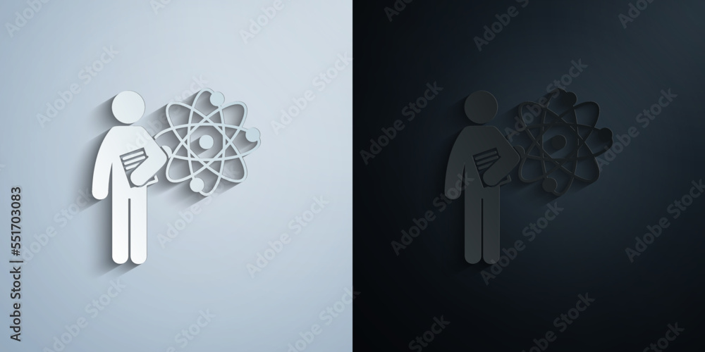 Poster man with nanotechnology degree paper icon with shadow vector illustration