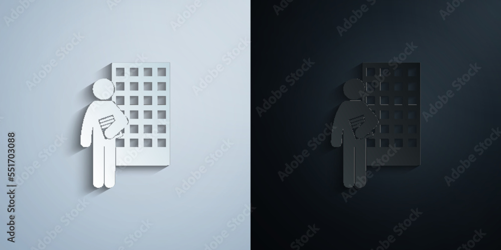 Poster man with architect degree paper icon with shadow vector illustration