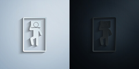 man sleep on back paper icon with shadow vector illustration