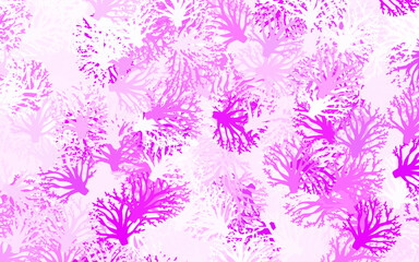 Fototapeta na wymiar Light Purple vector abstract pattern with branches, leaves.