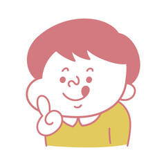 シンプル　指さしポーズのコミカルな男性キャラクターイラスト素材