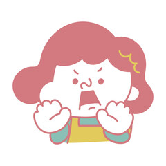 シンプル　びっくりしているコミカルな女性キャラクターイラスト素材