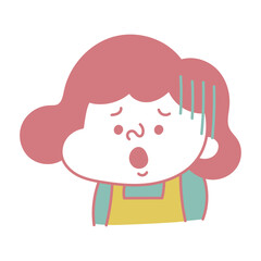 シンプル　残念な表情のコミカルな女性キャラクターイラスト素材
