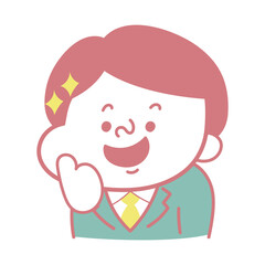 シンプル　イイネポーズをしてるコミカルな男性キャラクターイラスト素材　ビジネス