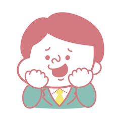 シンプル　羨ましがるコミカルな男性キャラクターイラスト素材　ビジネス
