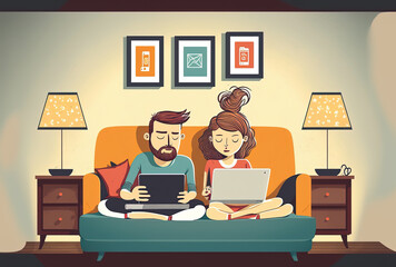 using internet, home internet, couple laptop, digital people, using tablet, browsing, people technology, man tablet, couple in bed, people laptop, couple sitting, wifi connection, internet connection