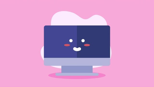 desktop computer tech kawaii character