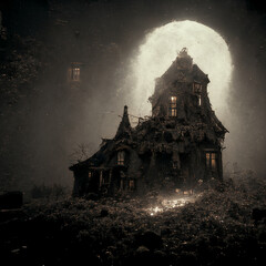 Obraz premium A Haunted House, AI Generative