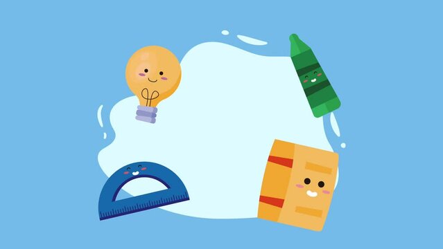 school supplies kawaii characters animation