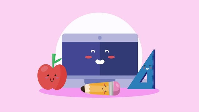 desktop and school supplies kawaii