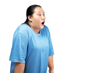 Asian fat overweight woman with a shocked expression