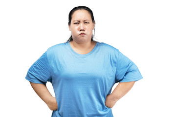 Asian fat overweight woman with an angry expression