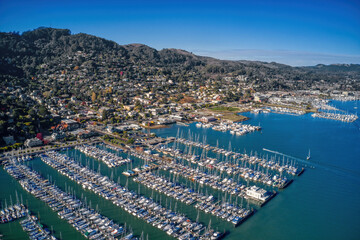Aerial View of Sausalito, California in the Bay Area