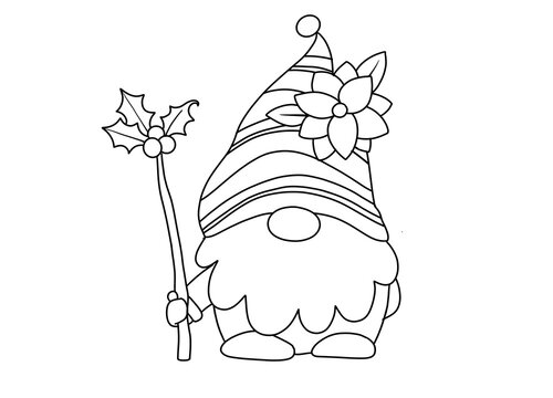 Chrismas Gnomes Collection For Coloring. Isolated Items. Scandinavian Christmas ,PNG Transparency