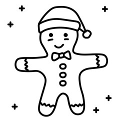 Gingerbread with hat hand drawn icon vector design