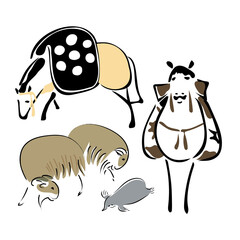 ゆるかわな馬のイラスト　動物のイラスト　鍬形蕙斎　絵師　錦絵　日本画　墨絵　江戸時代	