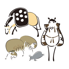 ゆるかわな馬のイラスト　動物のイラスト　鍬形蕙斎　絵師　錦絵　日本画　墨絵　江戸時代	