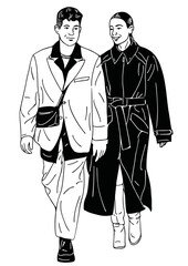 couple walking together
hand drawn illustration