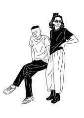 woman and man standing and talking
Urban people. Typical art illustration.