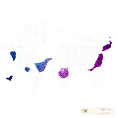 Obraz premium Canary Islands map in geometric wireframe blue with purple polygonal style gradient graphic on white background. Vector Illustration Eps10.
