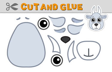 Cut out applique and glue a nanny goat head. Vector illustration. Paper game for children's creativity, activity and learning