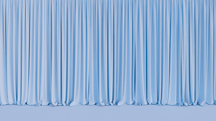 Large Blue Sky Shade 2 Color Stage curtain and Wall curtain background. Curtain texture close up. 3d rendered interior with geometric shapes, mock up background. 02