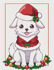 Fototapeta premium dog with santa hat