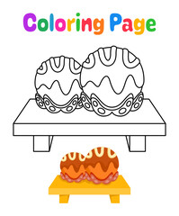 Coloring page with Takoyaki for kids