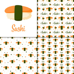 Seamless pattern with Sushi, for decoration