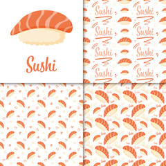 Seamless pattern with Sushi, for decoration