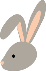 Grey rabbit’s head cartoon. Bunny illustration. Flat design.