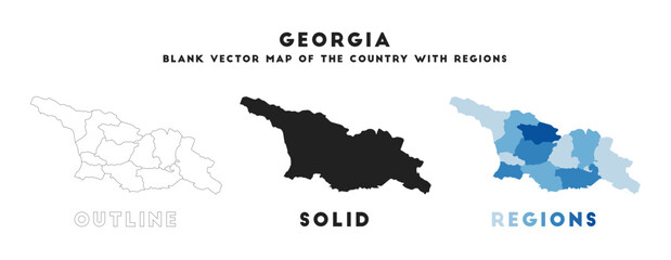 Georgia map. Borders of Georgia for your infographic. Vector country shape. Vector illustration.