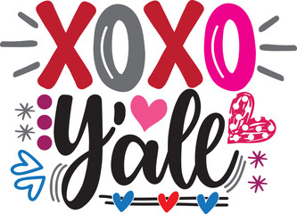 XoXo Yall, Valentines Day, Heart, Love, Be Mine, Holiday, Vector Illustration Files