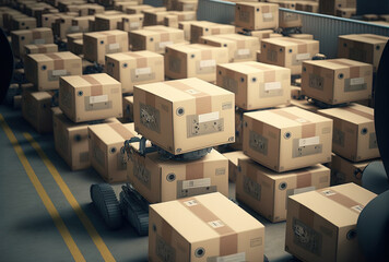 Hundreds of packages are swiftly sorted by robots each hour.. Generative AI