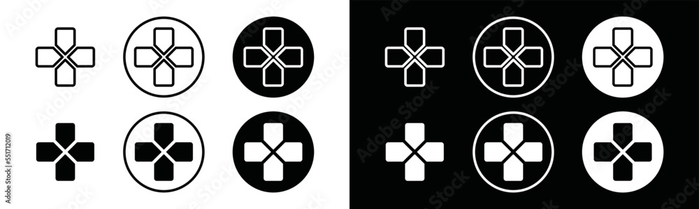 Poster game joystick glyph icon vector set. joystick glyph icon. direction button or controller on game con