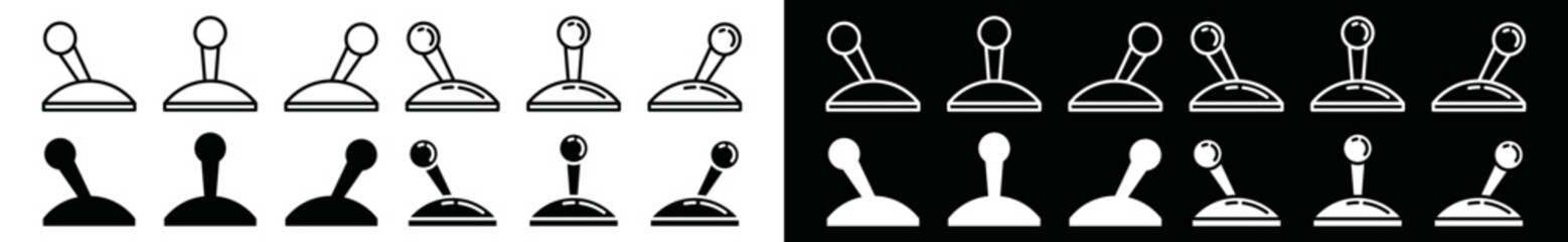 Game joystick console icon set. Retro arcade video game joystick controller icon in flat and outline style for apps and websites, symbol vector illustration © Vilogsign