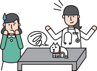 体調不良で動物病院に診察にきた愛猫と飼い主